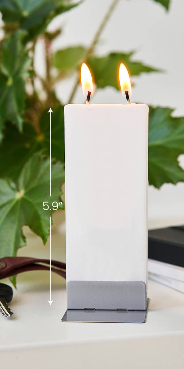 Flat Hand-crafted Candle - Cross with Greenery
