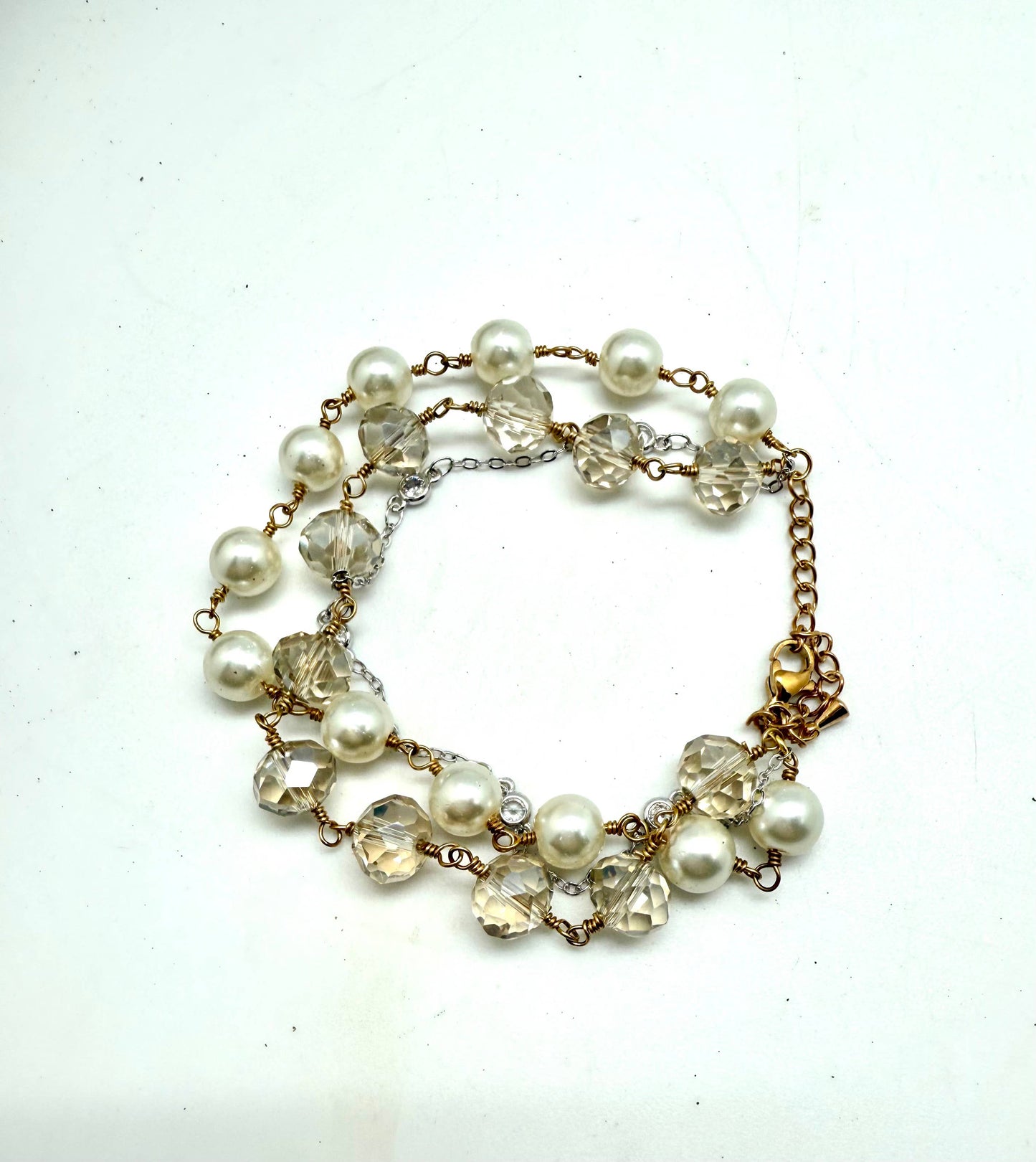 Bracelet Pearl Glass Beads,Glass Beads,StainlessSteelw/2’ext