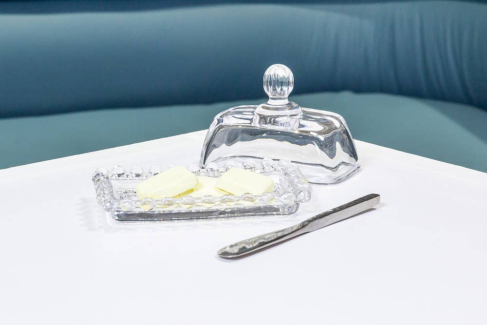 Glass Covered Butter Dish 2 pc Set