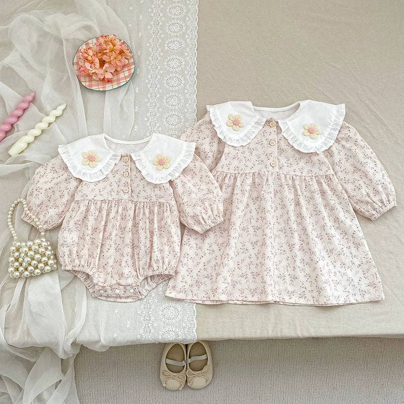 Baby Girls Flower Long-sleeved Bodysuit