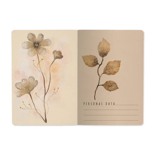 A5 Notebook - Blush and Golden Flowers