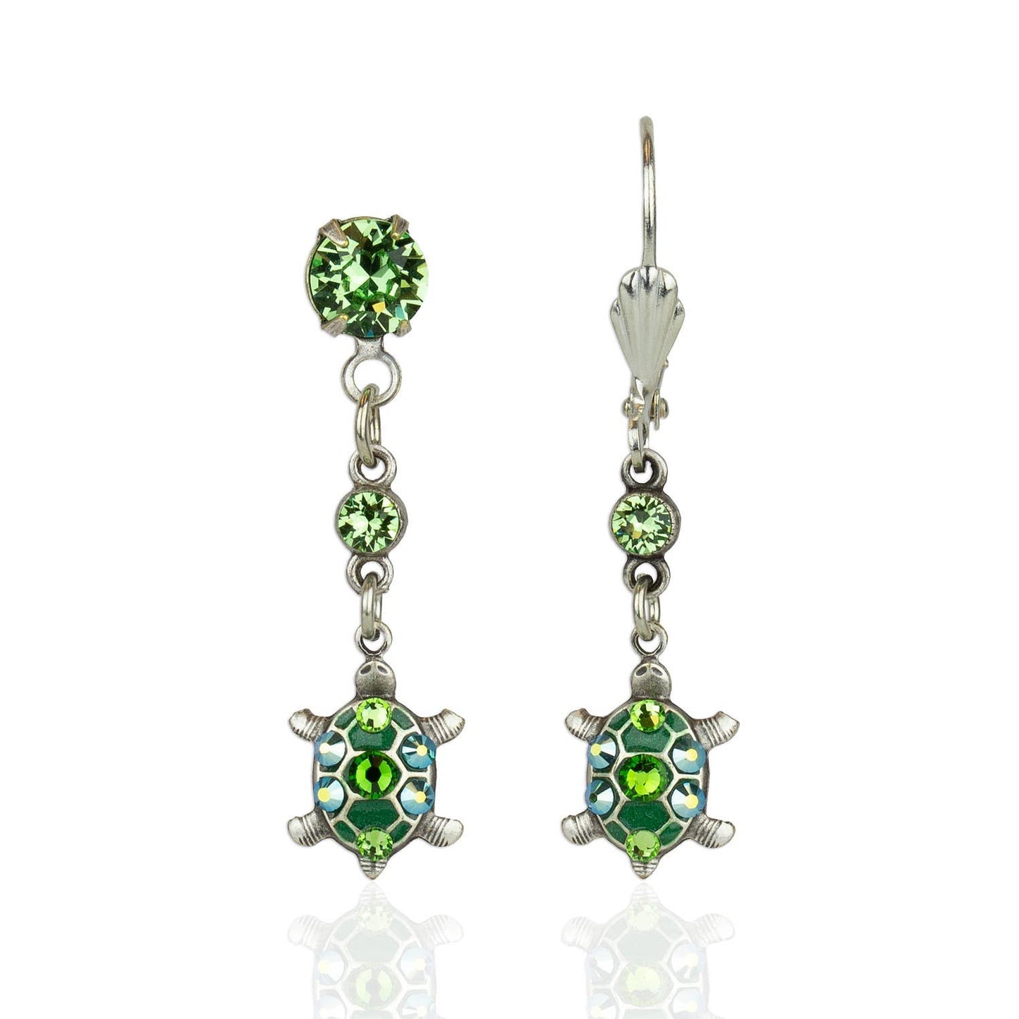 Pendientes de cristal brillante con forma de tortuga.