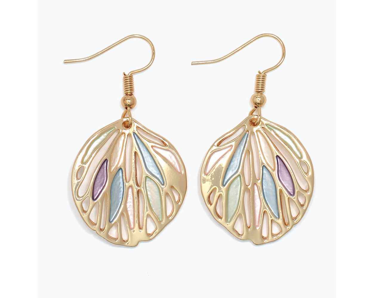 Multicolored Gold Cutout Drop Earrings