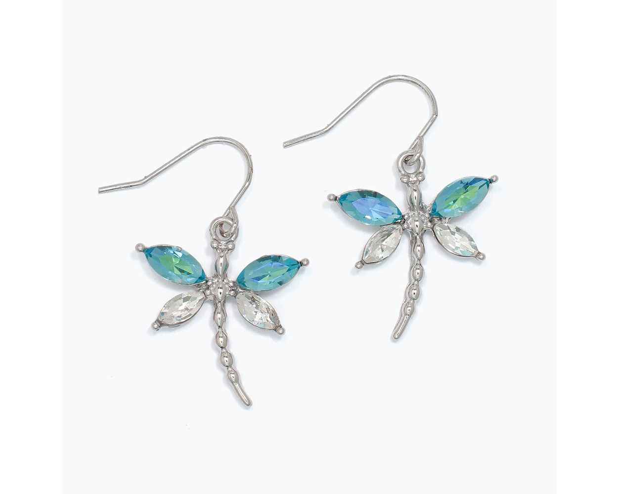 Blue and Clear Dragonfly Earrings