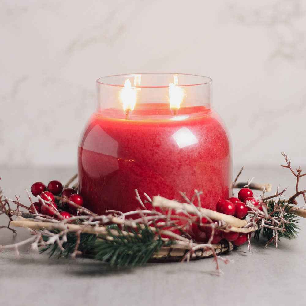 Birch Branch & Berry Candle Ring – Winter Holiday Decor