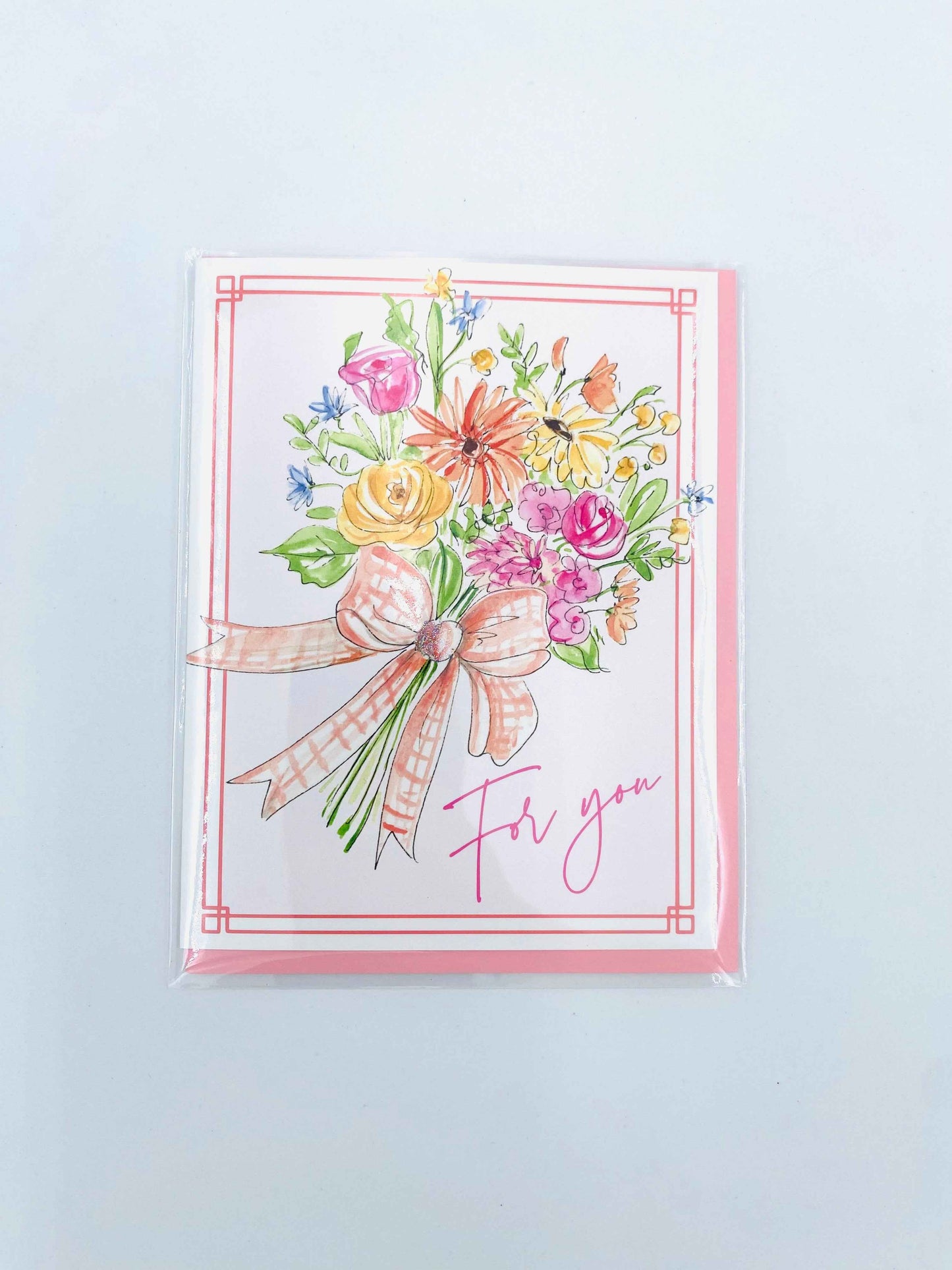 For You Colorful Bouquet with Orange Plaid Bow