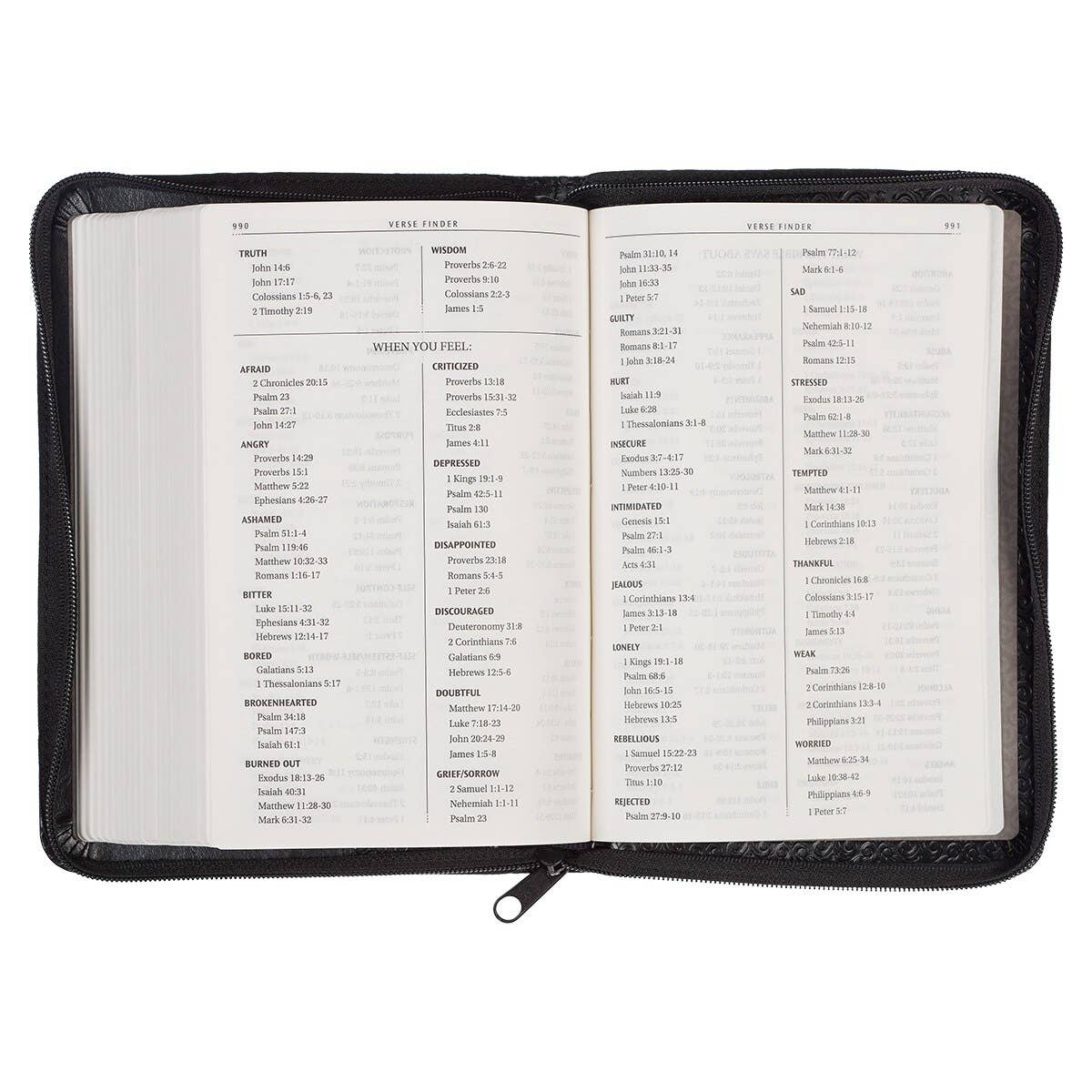 Christian Art Gifts - KJV Bible Compact Faux Leather, Black w/zipper