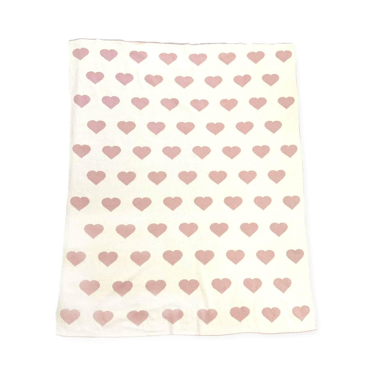 Hearts Reversible Jacquard Knit Baby Blanket (Organic Cotton