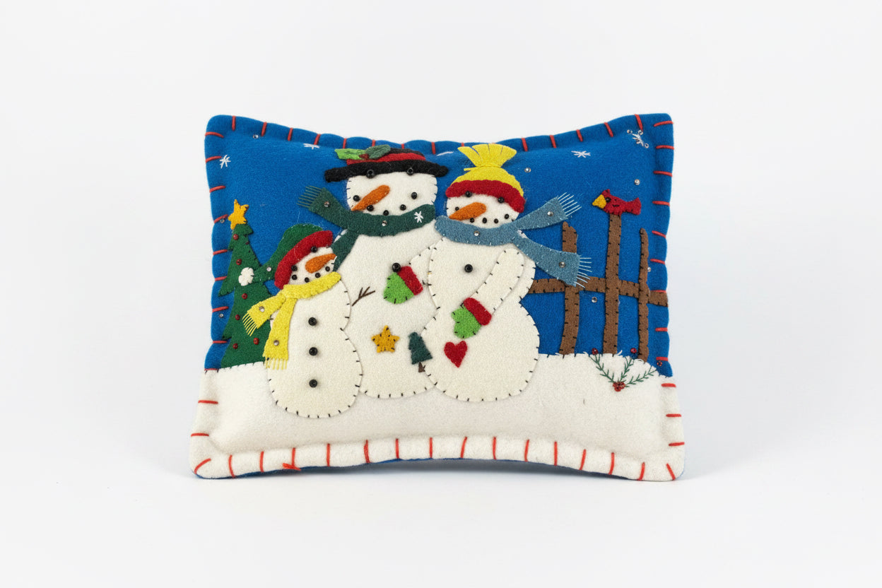 Blue Pillow /3 Snowman 8x10