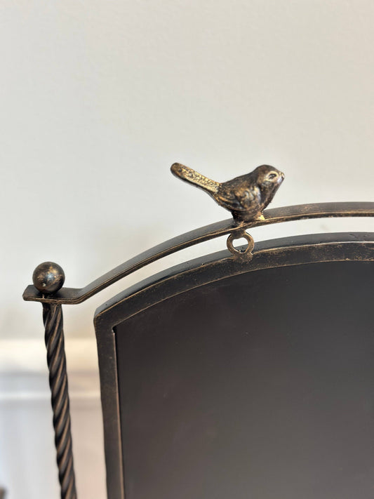 Metal Pedestal Chalkboard with Bird Accents