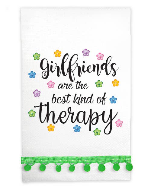 Huck Towel with Pompoms - Girlfriends are the best kind
