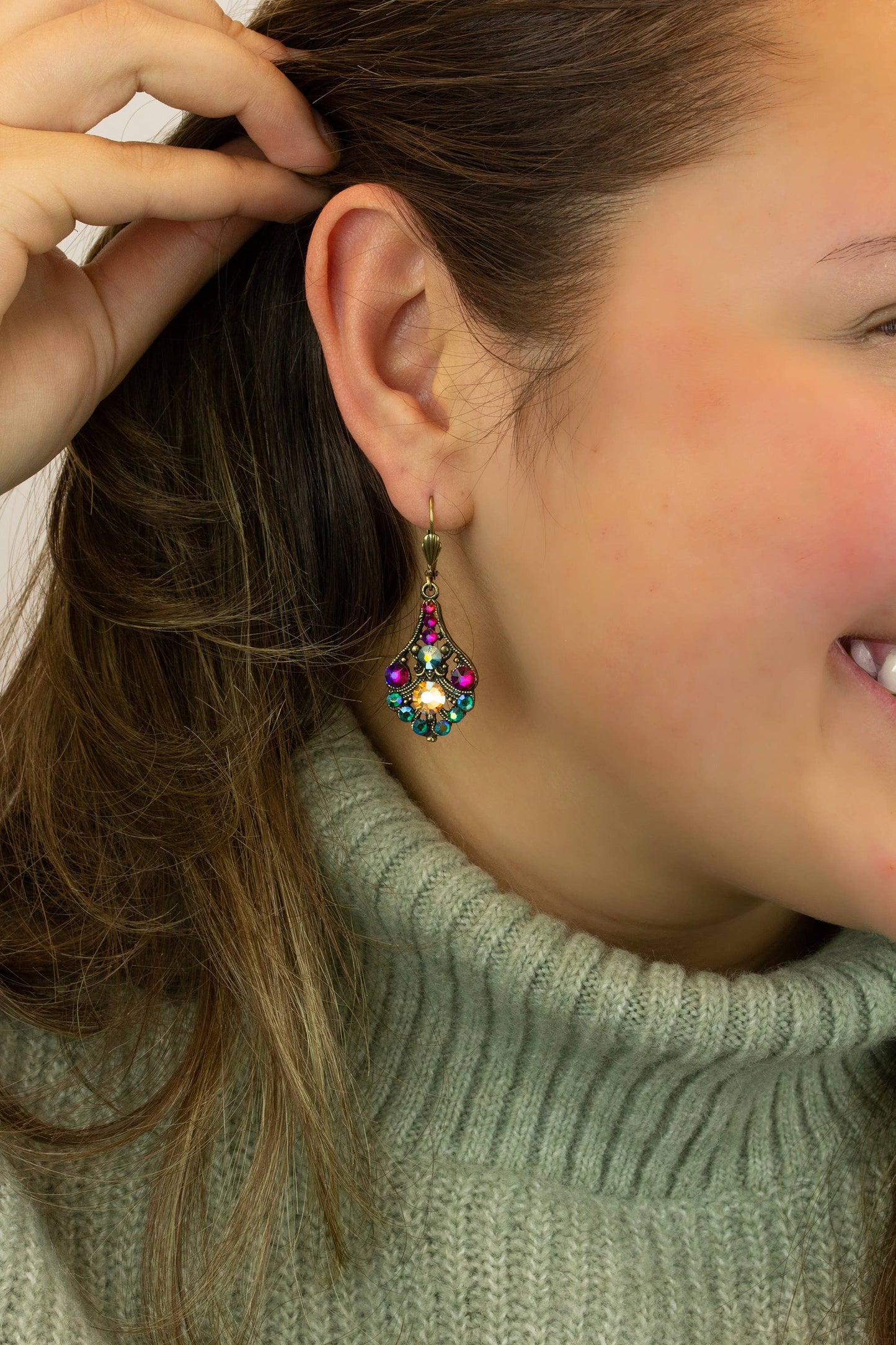Beautiful Spectrum Multicolored Crystal Earrings