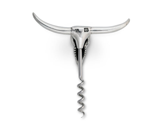Vagabond House - Pewter Cow Skull Wine Pull