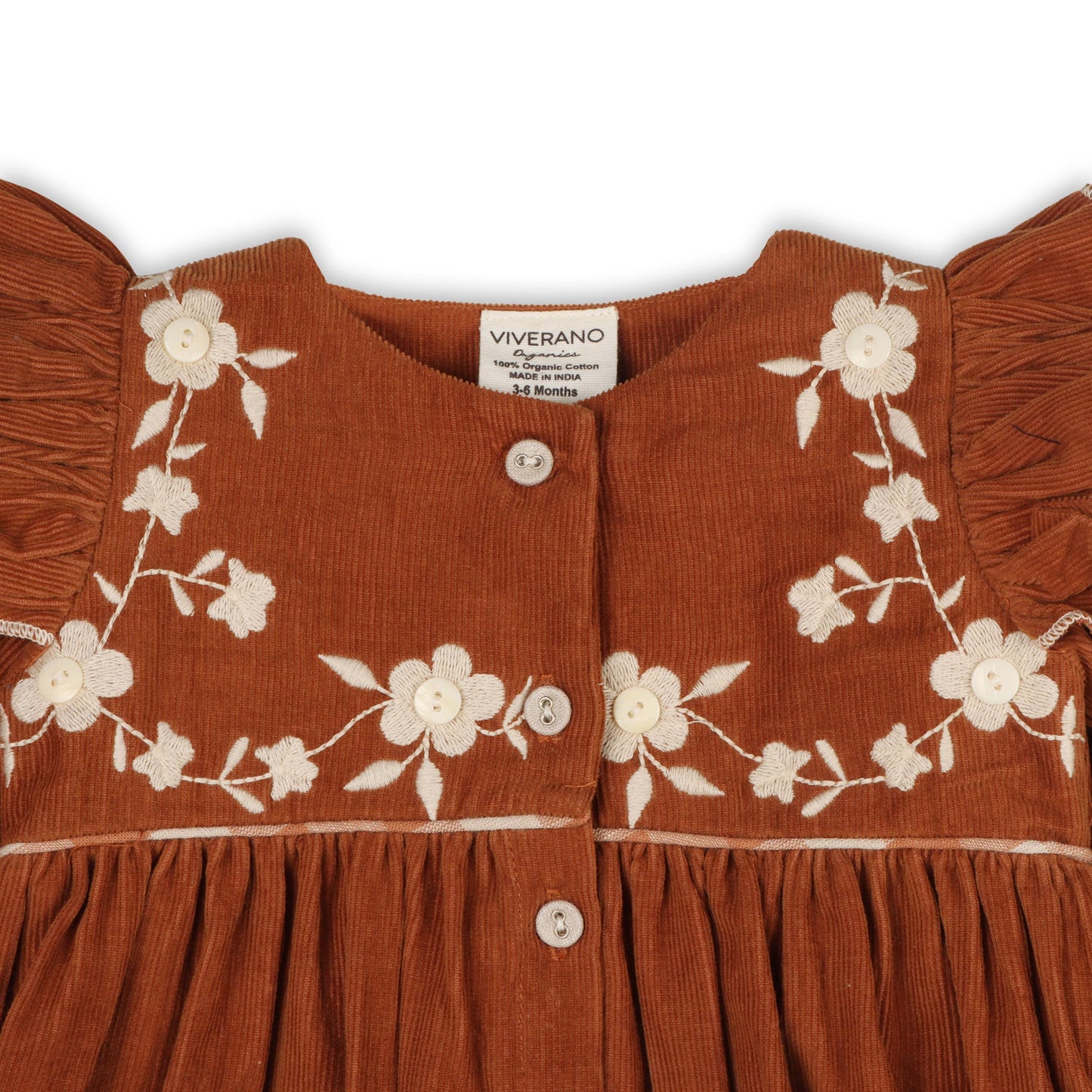 Floral Embroidered Corduroy Baby Dress & Bloomer (Organic)