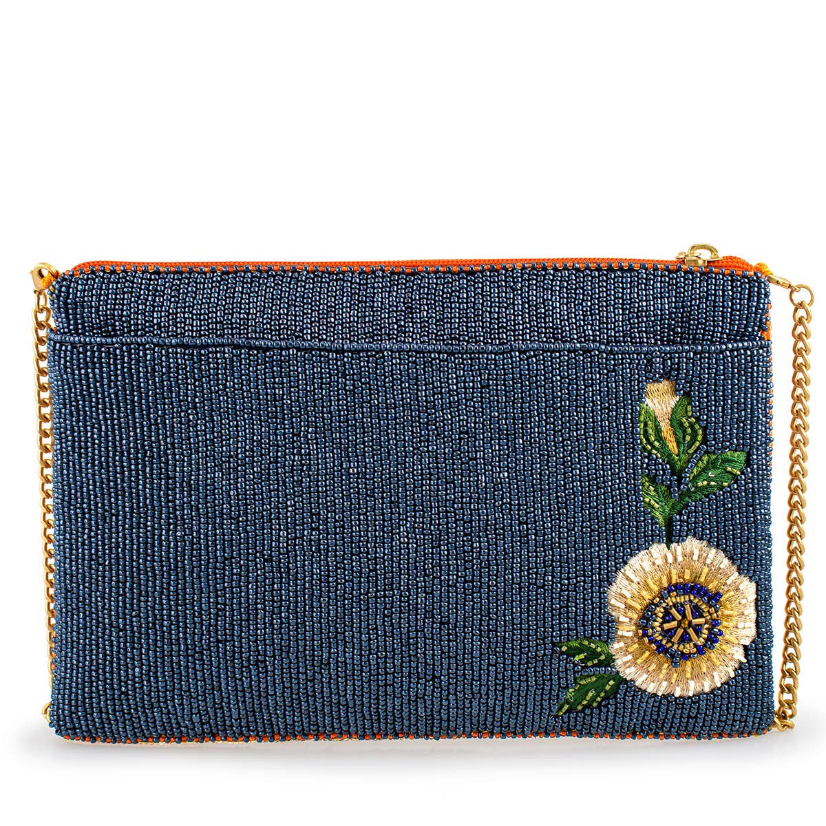 Wild Abandon Beaded Floral Mini Crossbody Clutch Handbag