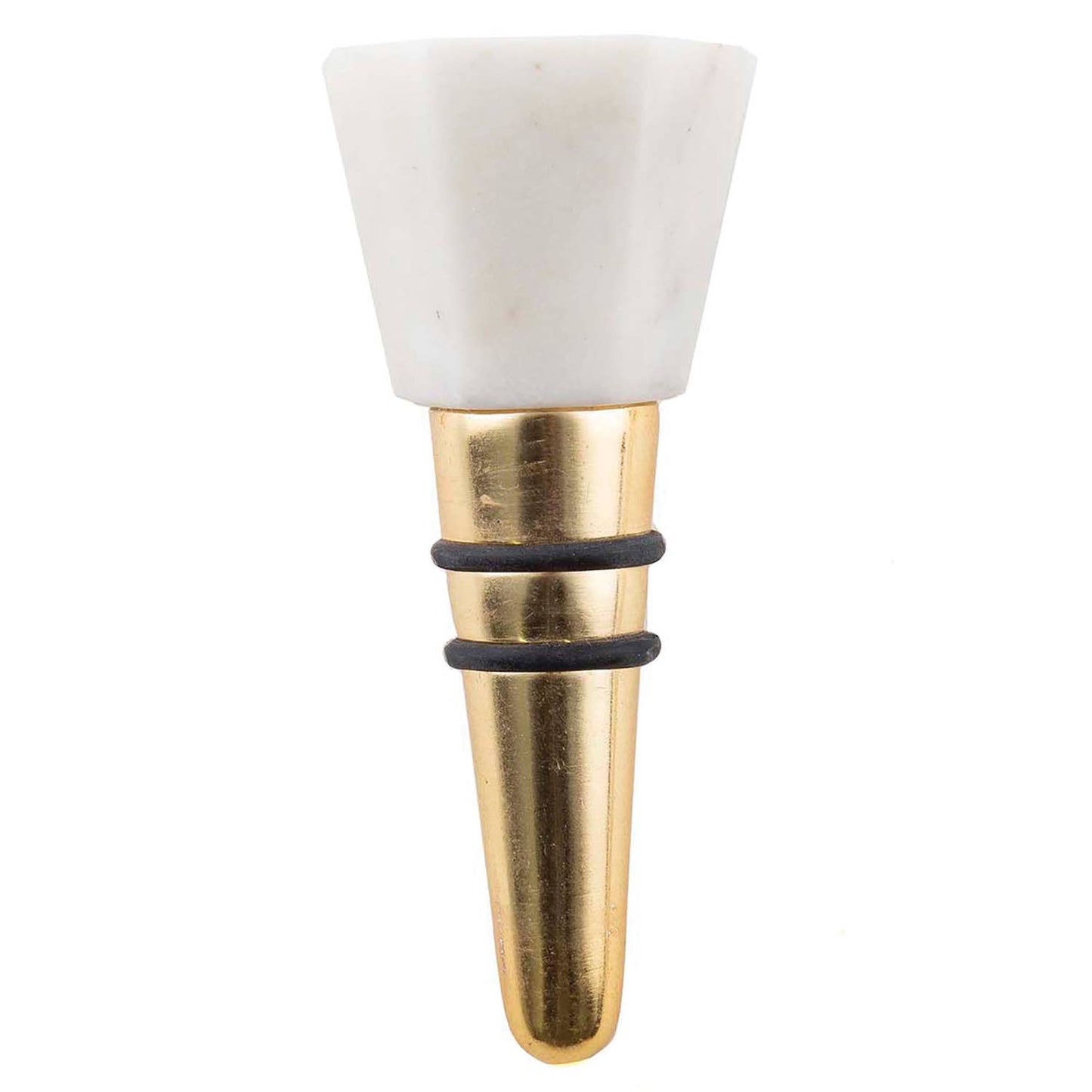Marble & Gold Stainless Steel Wine Stopper w/2-Rubber Seals
