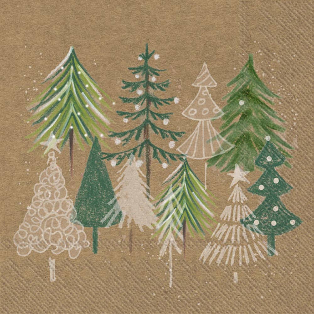 Paper Lunch Napkins 20 ct Green Xmas Trees Christmas