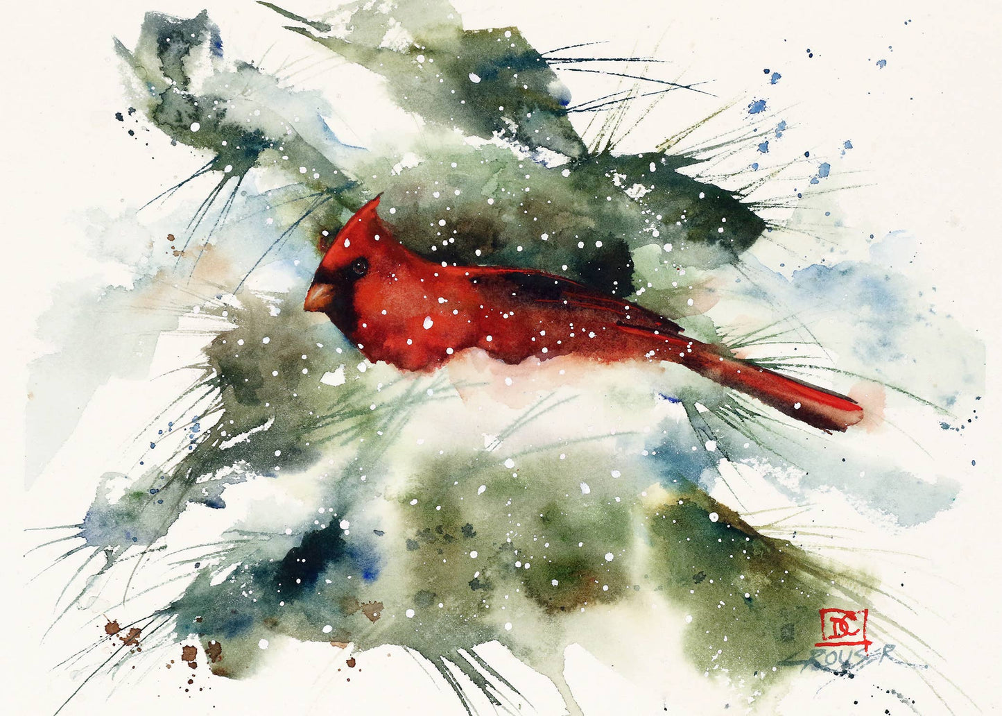 5 x 7" Greeting Card 'CARDINAL IN SNOW'