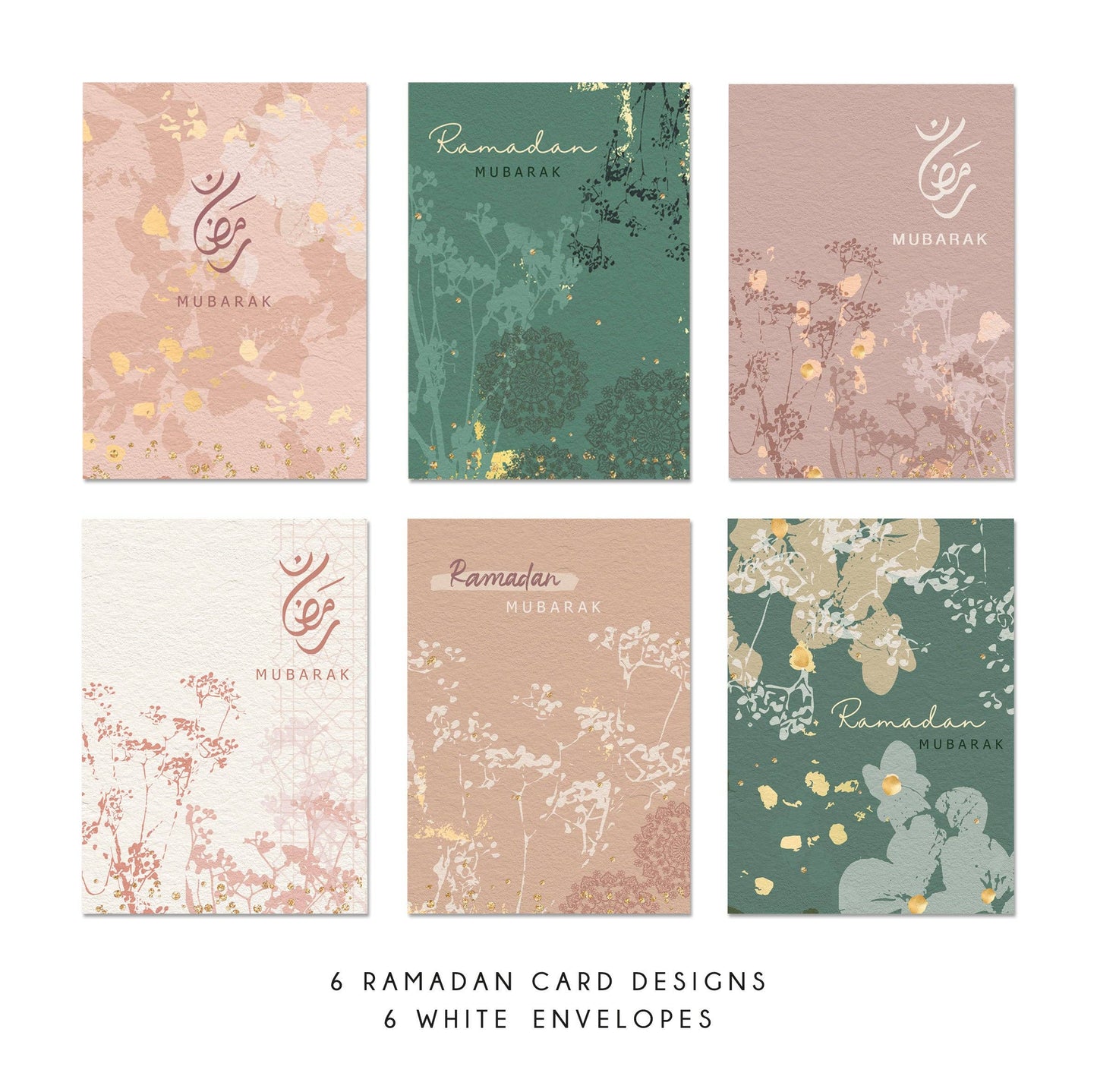 Islamic Moments - Multipack of 6 Ramadan Mubarak Cards - 6 Designs