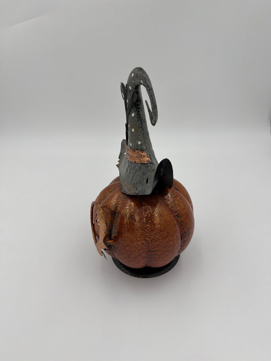 11 Inch Metal Jack O Lantern Candle Holder