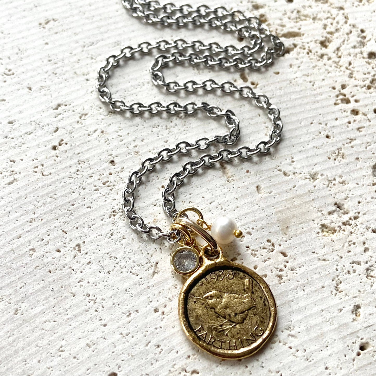 Farthing Bird Coin necklace
