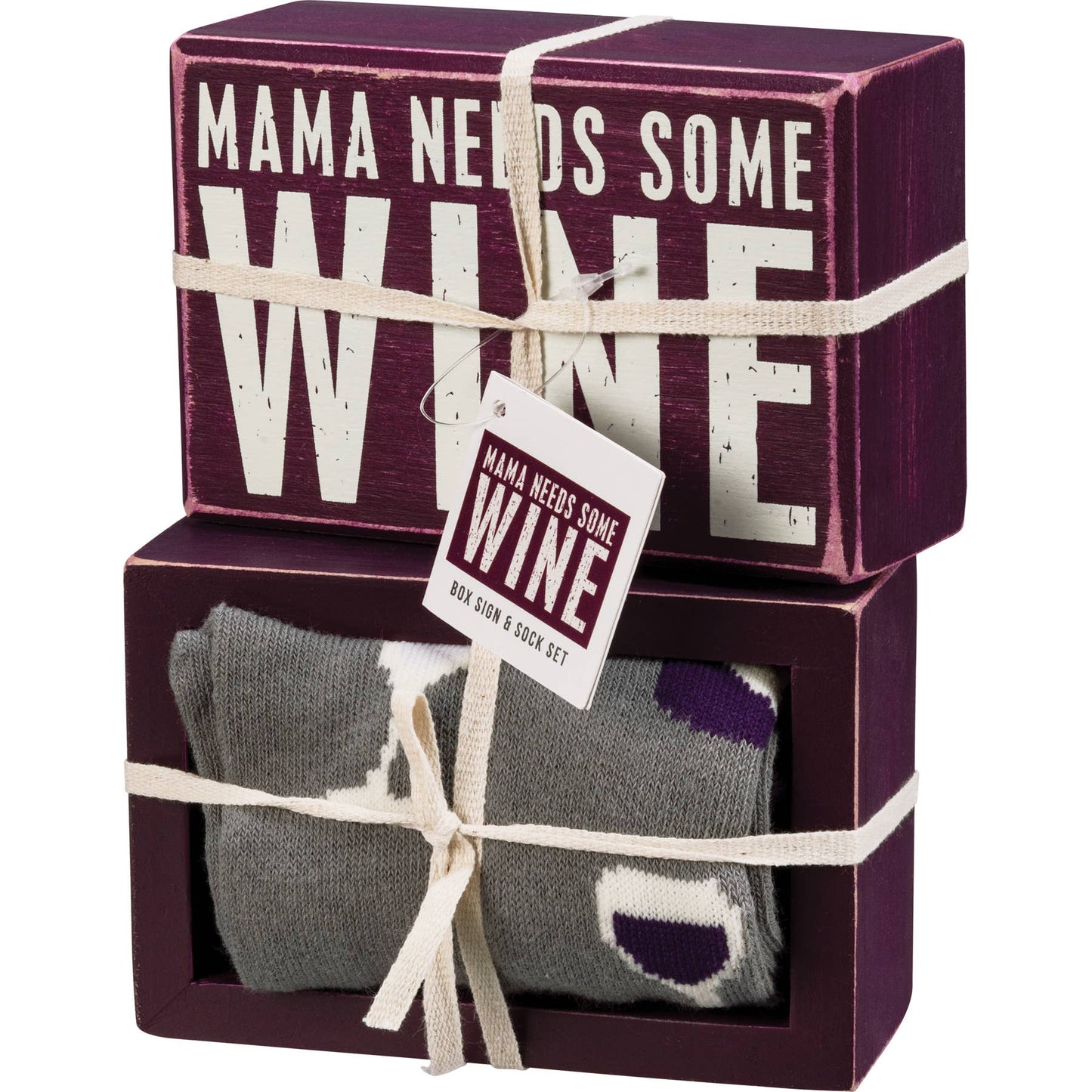 Mama Wine Sock Sign Set