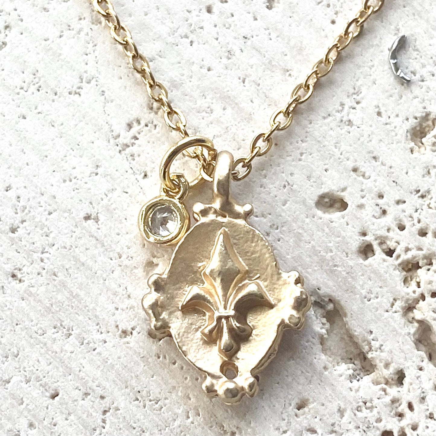 Fleur de lis dainty layering necklace gold