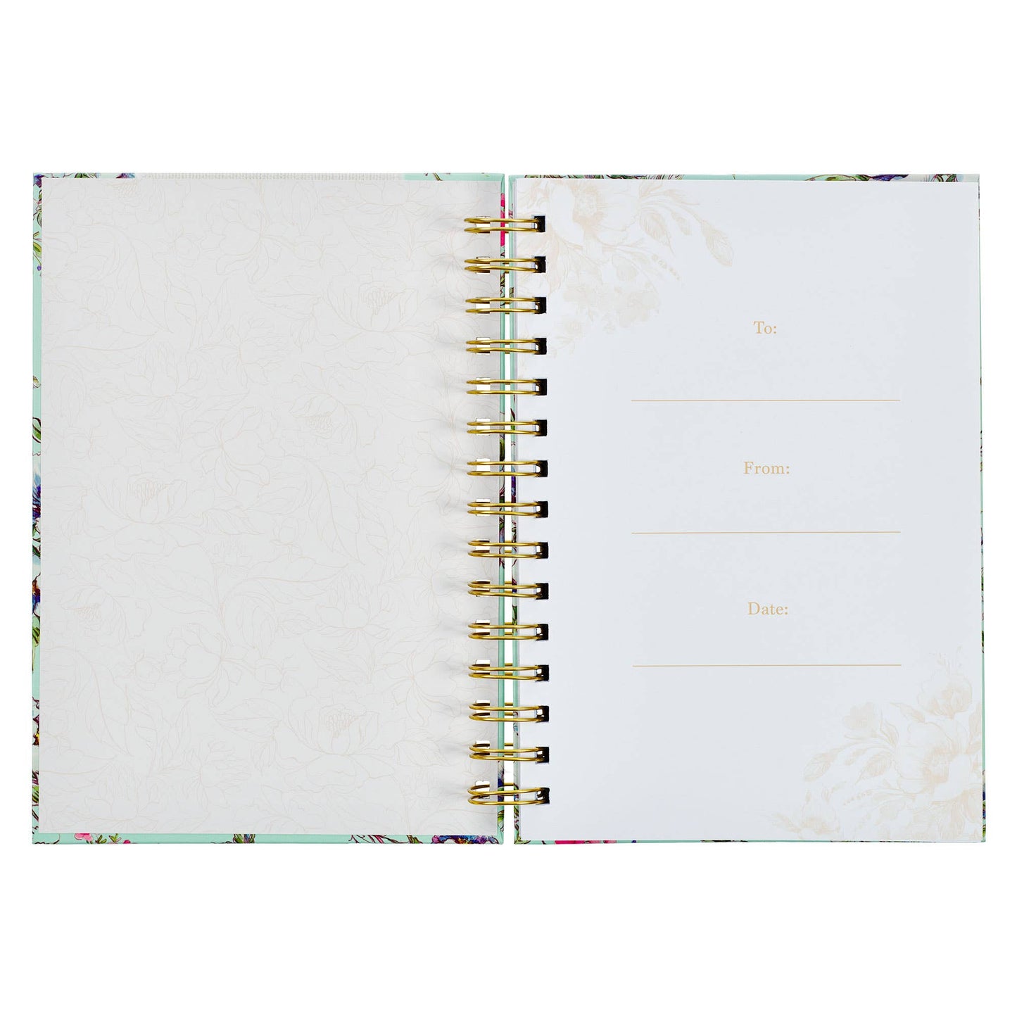 Journal Wirebound Cream/Mint Floral Give Thanks Ps. 107:1