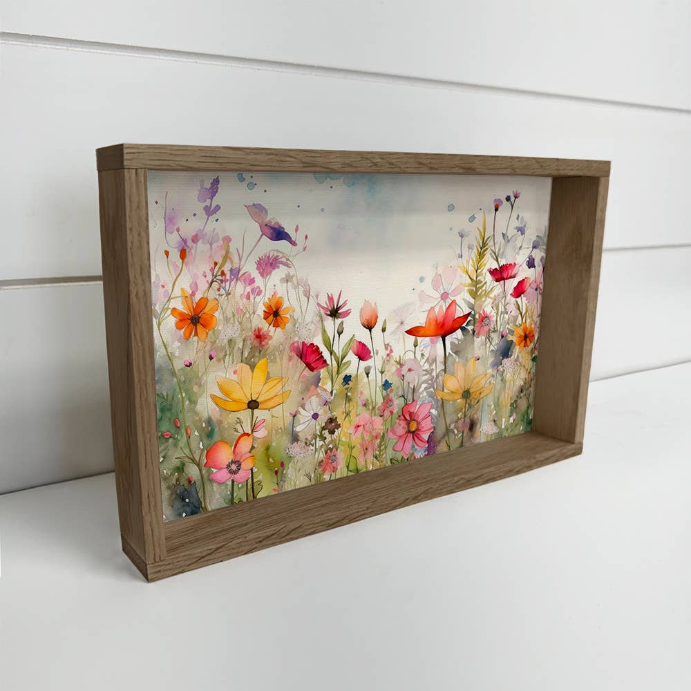 Wildflowers Watercolor - Framed Nature Decor - Farmhouse Art
