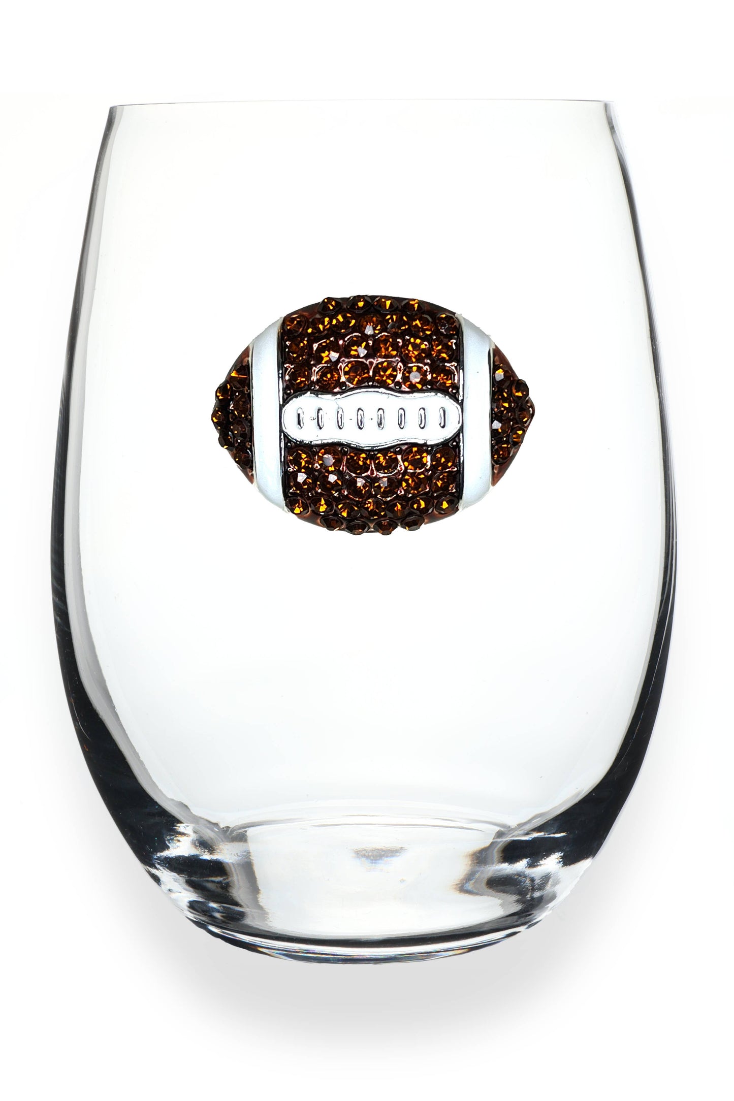 Football Jewel Wine Glass - Brown/White