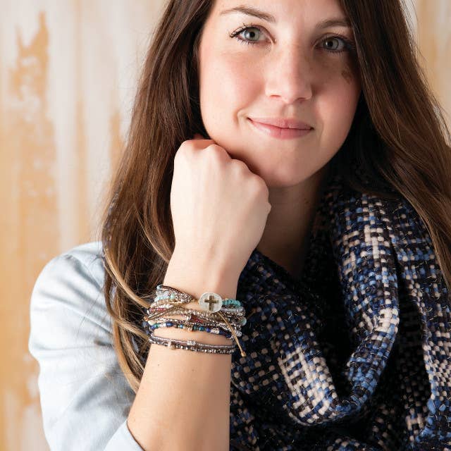 Beaded Prayer Bracelet Gray
