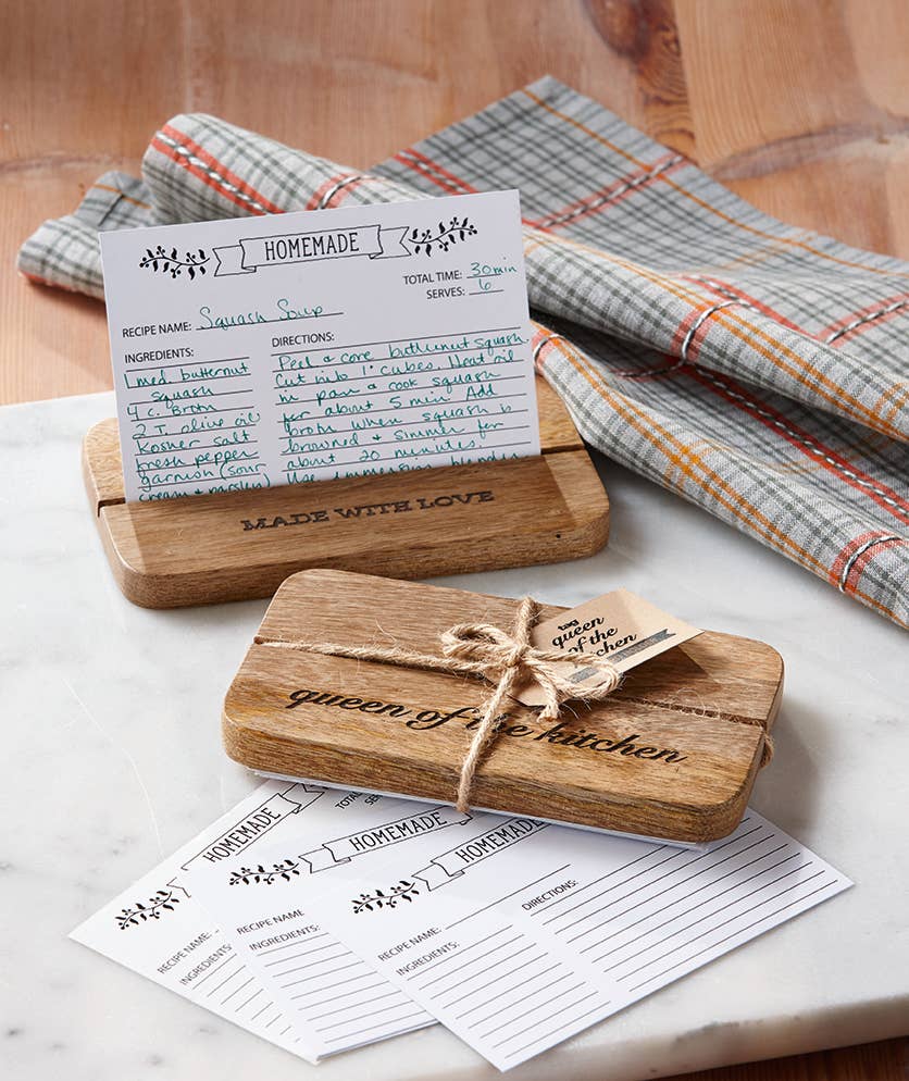 Made With Love Recipe Card And Stand Set - Natural