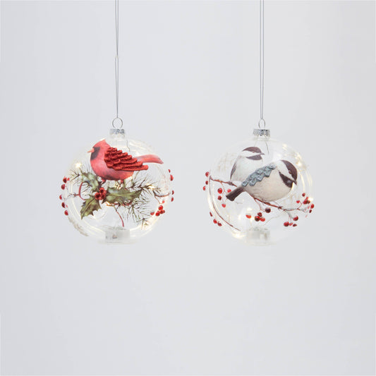 Lighted Glass Holiday Bird Design