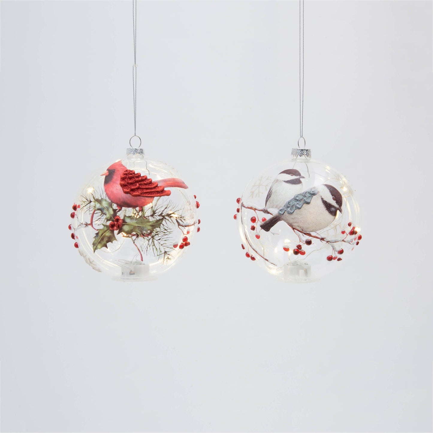 Lighted Glass Holiday Bird Design