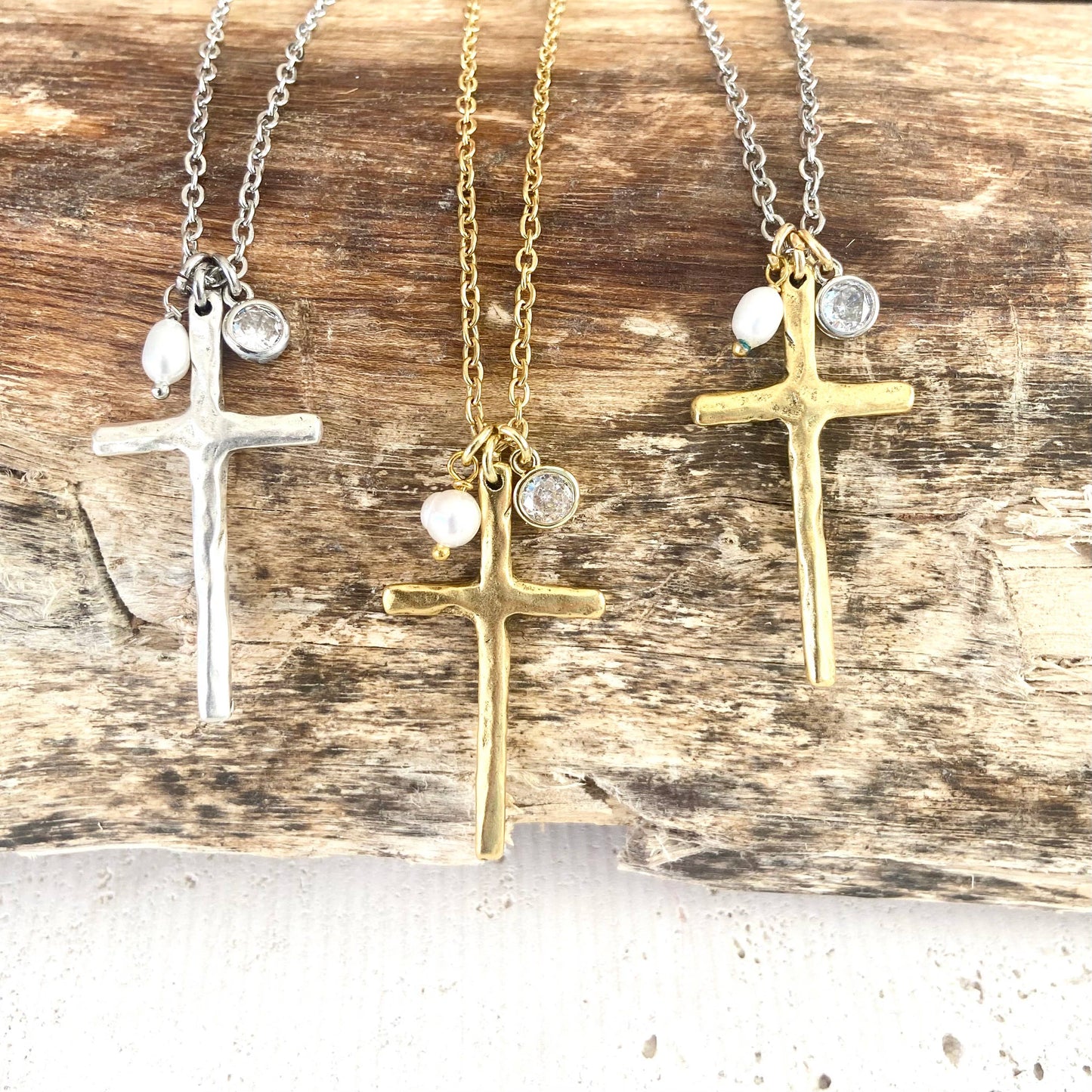 Cross necklace religious jewelry pearl