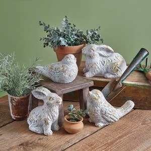 Rustic Cottage Valiant Bunny Figurine