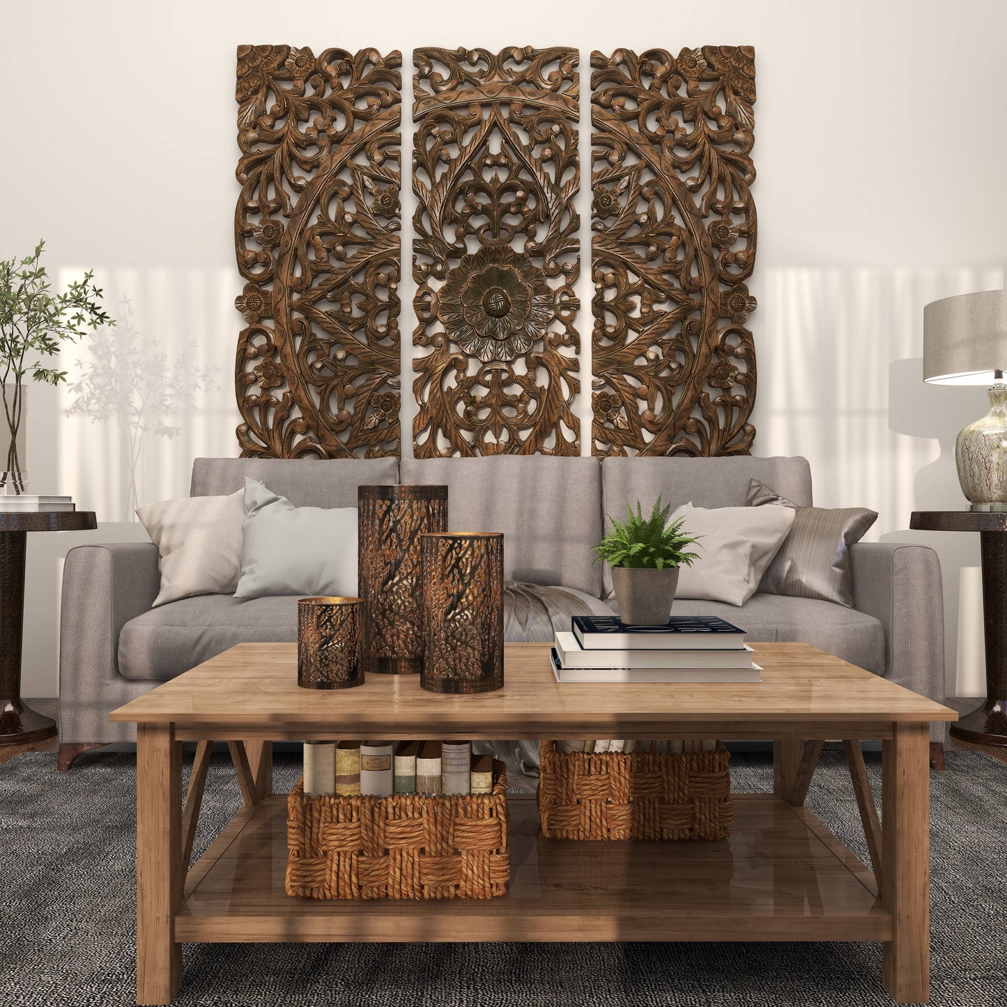 12" Eclectic Bronze Metal Candle Lantern