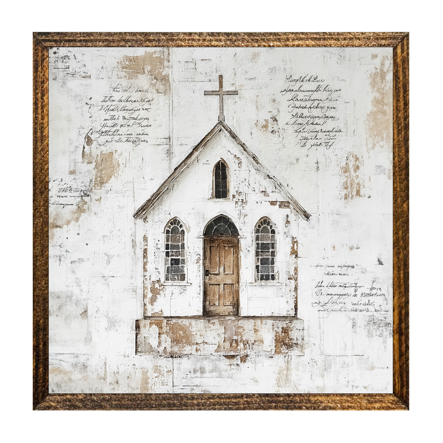 Jarmz Designs - 7"x7" WOOD FRAMED CANVAS SHELF SITTER-WHITE CHURCH 3