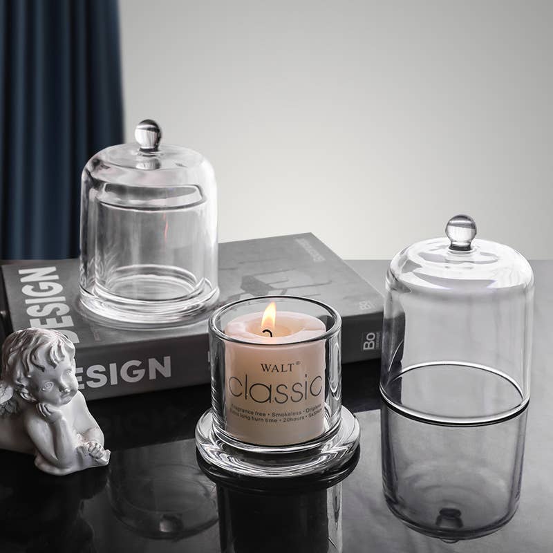Glass Candle Hldr w/Cover