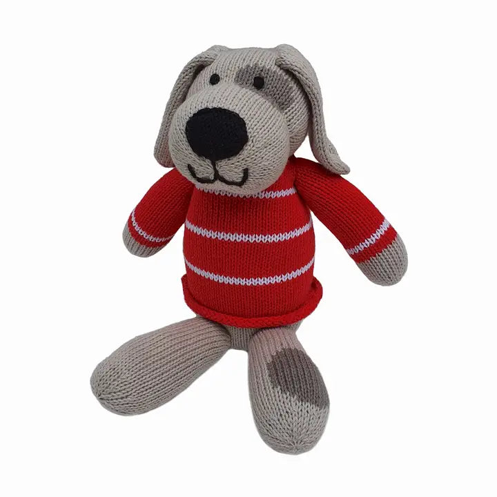 Handmade Knit Valentine Puppy Dog - Red