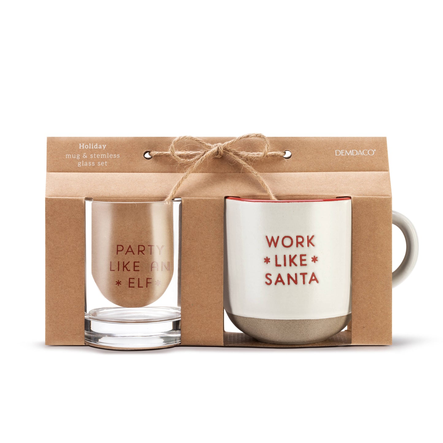 Mug and Glass Santa & Elf Set