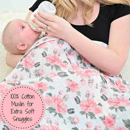 LollyBanks - Pretty in Peony Baby Muslin Swaddle Blanket