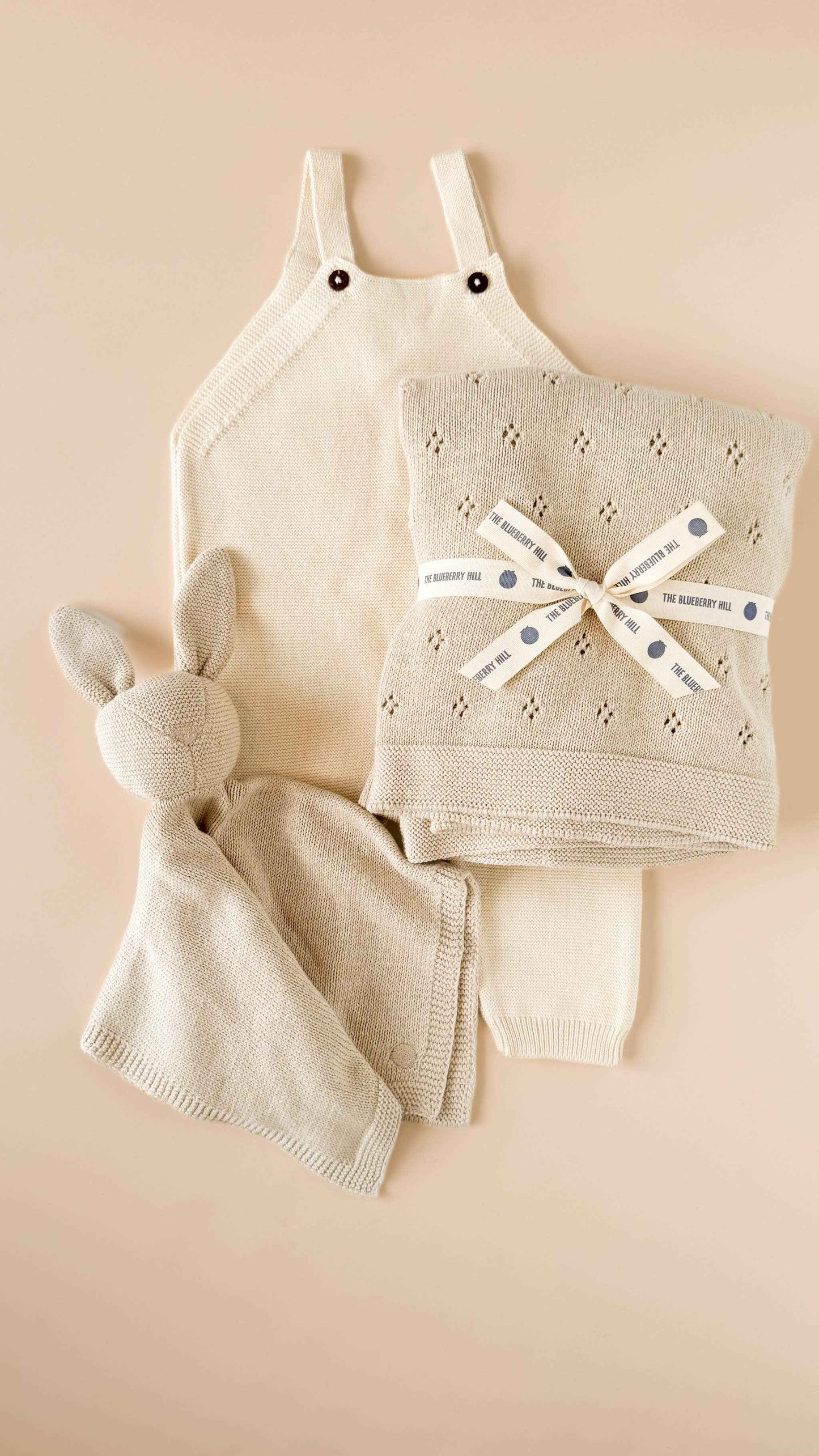 Set Pique Blanket Bear Lovey, Cream Organic Cotton Baby Gift
