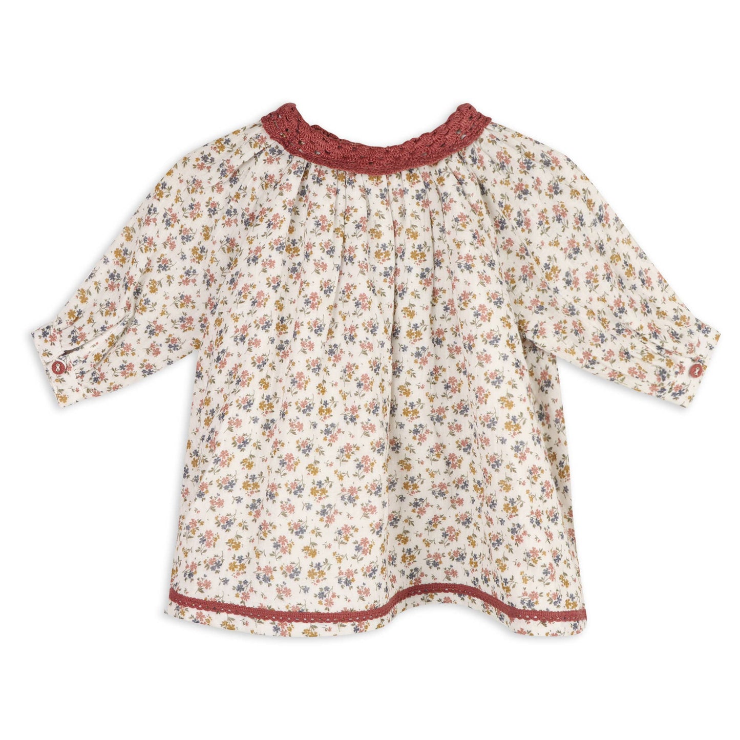 Floral Lace Collar Muslin Baby Dress & Bloomer (Organic)