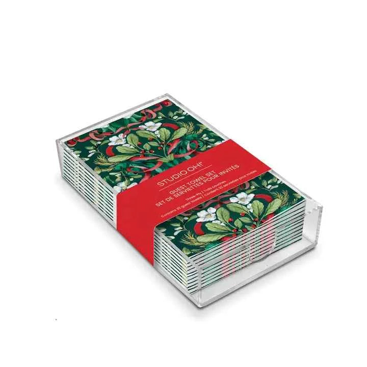 Red Ribbon Christmas Guest Towel Set