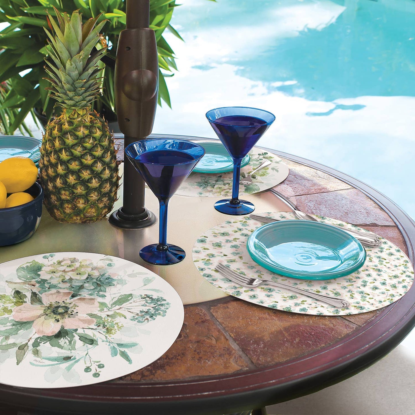 Mint Crush" Round Reversible Plastic Placemat