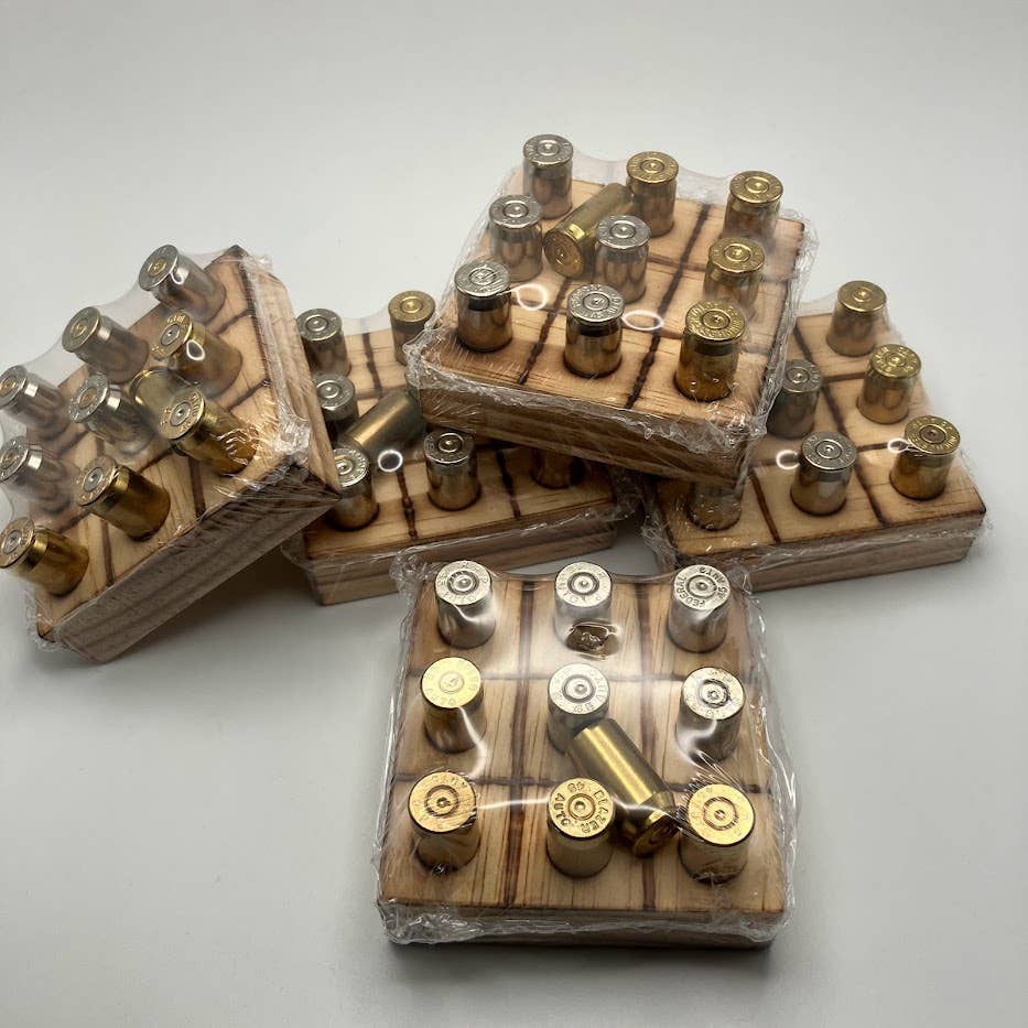 Tic Tac Toe Game with Bullet Casings, Man Cave