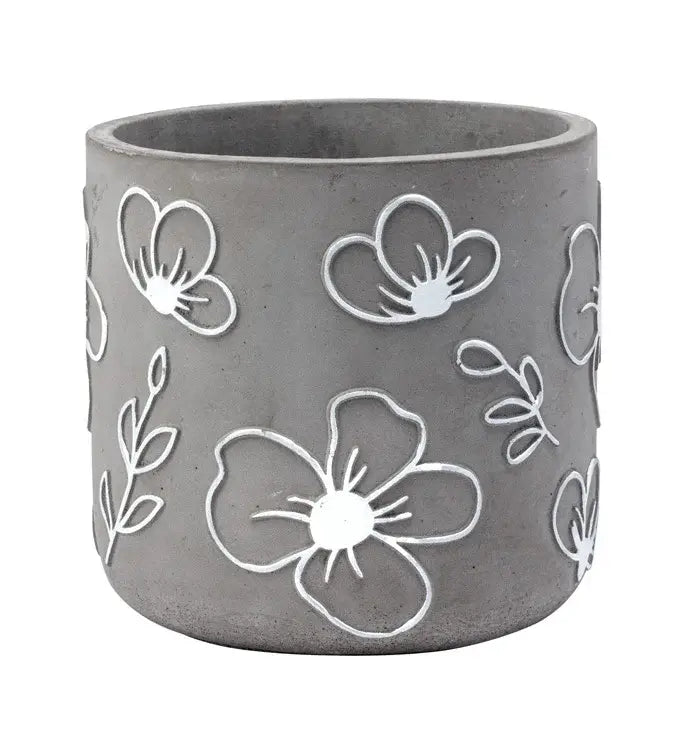 Gray White Flower Planter