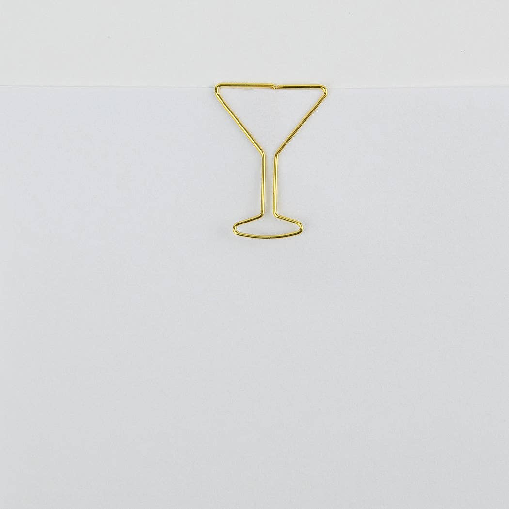 Copa de Martini - Clips de papel chapados en oro únicos - Paquete de 25