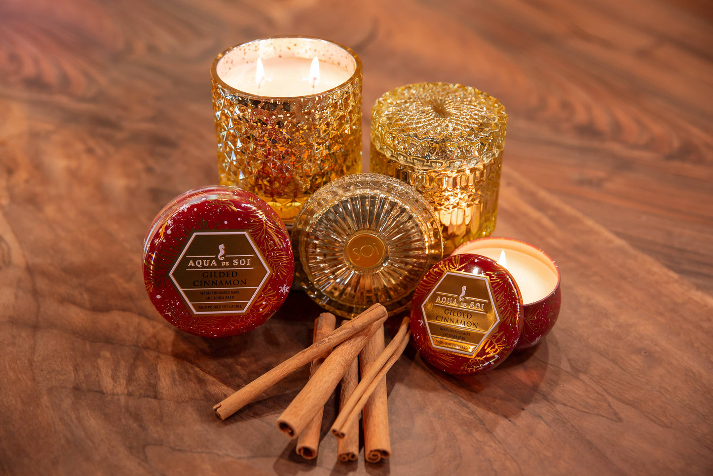 Gilded Cinnamon 8oz Petite Shimmer Candle (GOLD)